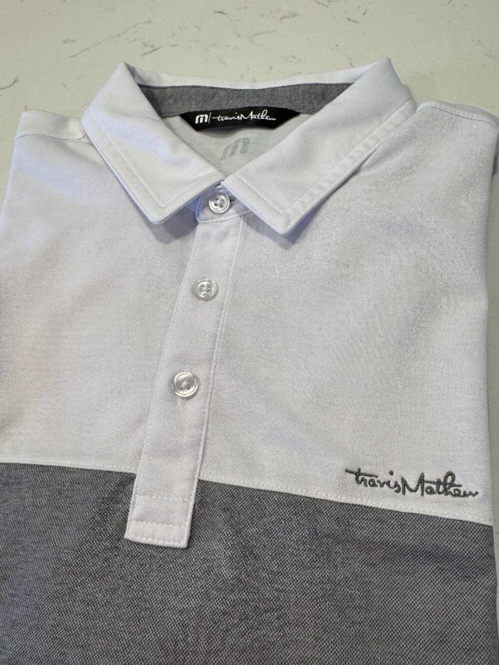TRAVIS MATHEW | Men's Polo - White/Gray (L)